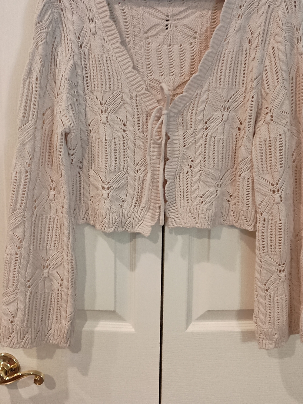 moon & madison Beige Crochet Tie-Front Cardigan NWT - Picture 2 of 10